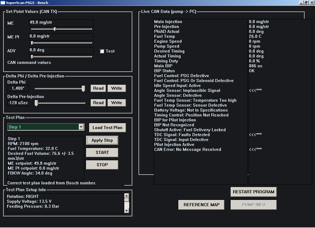 Actual SuperScan Bench Testing screen